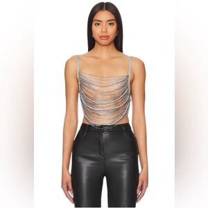 h:ours Milana Rhinestone Top Multi Mint Crystals Sexy S NWT $268